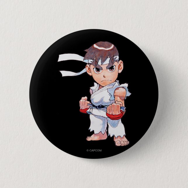 Super Puzzle Fighter II Turbo Ryu 2 Inch Round Button (Front)