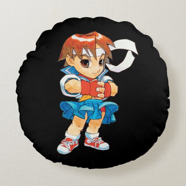 Super Puzzle Fighter II Turbo Sakura 2 Round Pillow (Front)