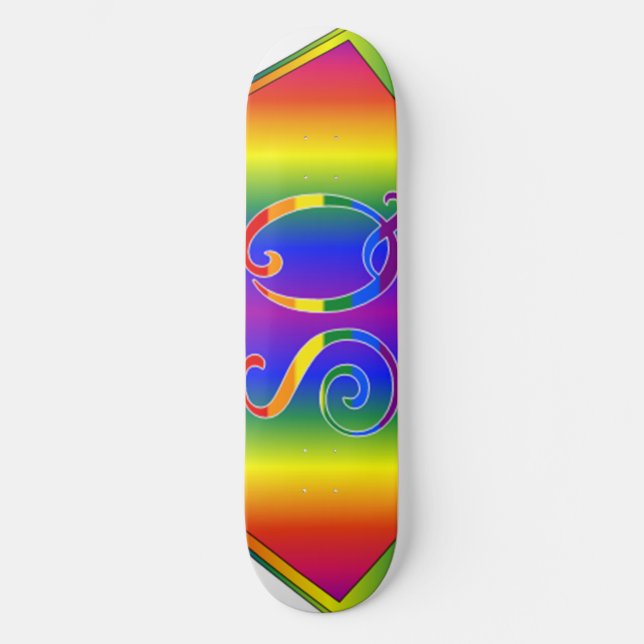 Super Queer (SQ) Gay pride Cape Skateboard 8½ po (Recto)