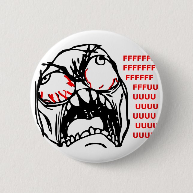 super rage face meme rofl 2 inch round button (Front)
