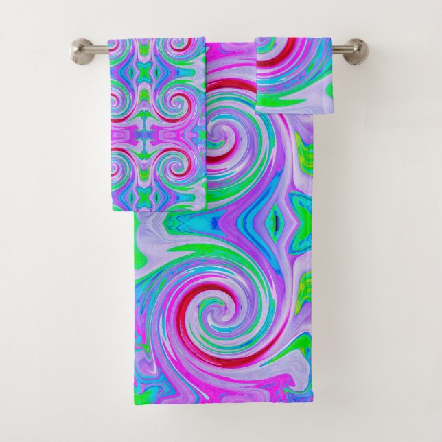 Super Red Swirl Abstrait sur violet et rose (En situation)