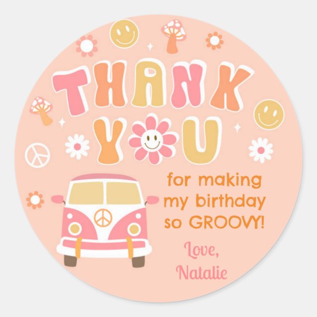 Super Retro Boho Anniversaire Favoriser Stickers É (Devant)