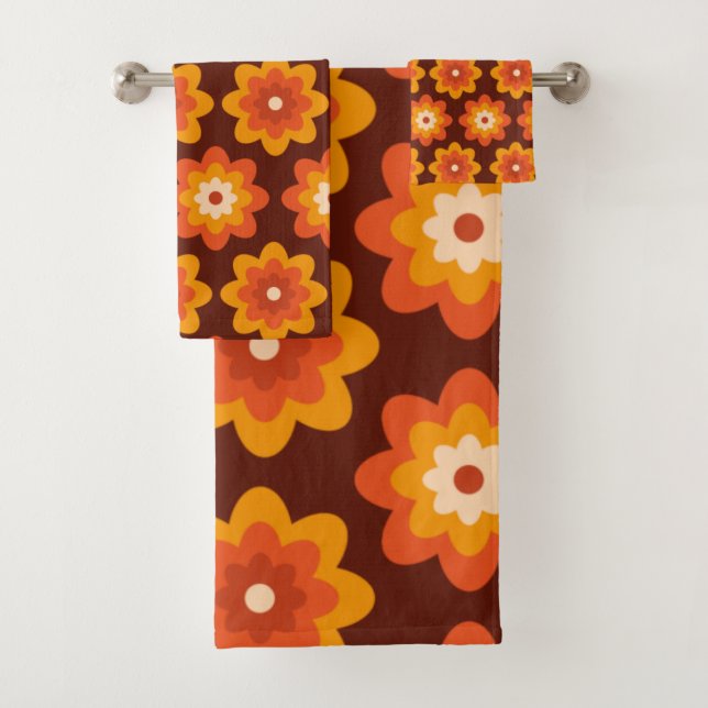 Super rétro les années 70 boho hippie orange fleur (En situation)