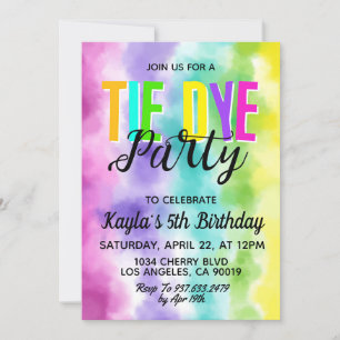 Super Retro Tie Dye Invitation Anniversaire
