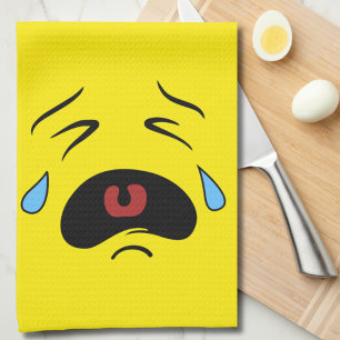 Super Sad Crying Face Emoji Kitchen Towel