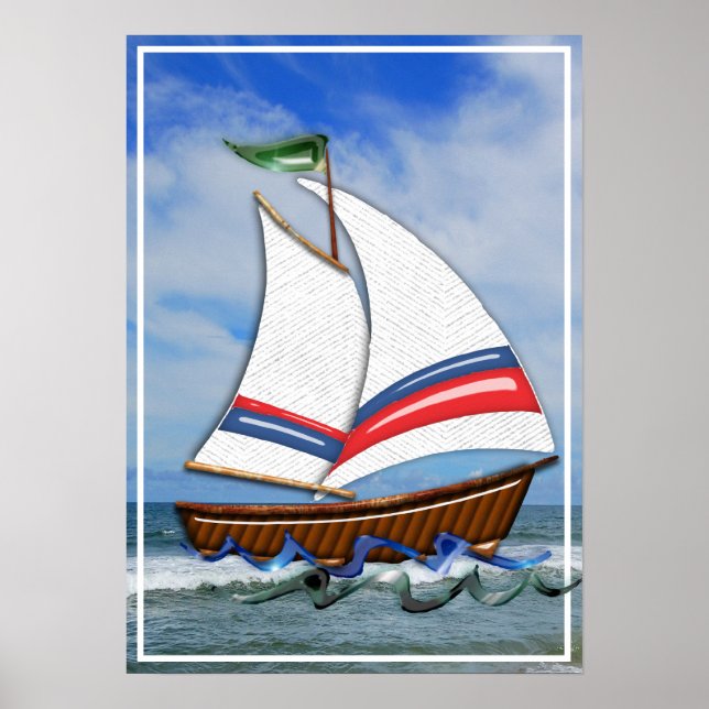 Super Sailboat on the High Seas Poster (Front)
