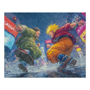 Super Saiyan Goku Epic Rain Fight Poster