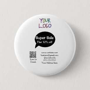super sale business discount scan QR code details  2 Inch Round Button
