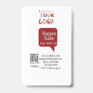 super sale business discount scan QR code details  Badge