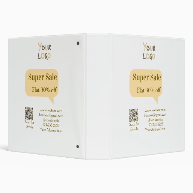 super sale business discount scan QR code details  Binder (Background)