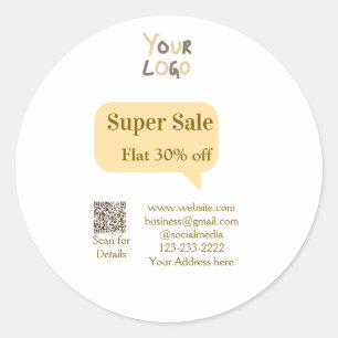 super sale business discount scan QR code details  Classic Round Sticker
