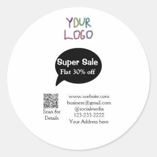 super sale business discount scan QR code details Classic Round Sticker