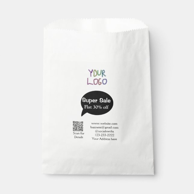 super sale business discount scan QR code details  Favour Bag (Front)