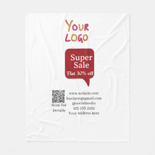 super sale business discount scan QR code details Fleece Blanket