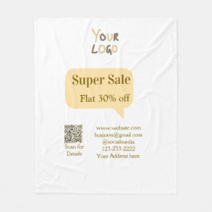super sale business discount scan QR code details  Fleece Blanket