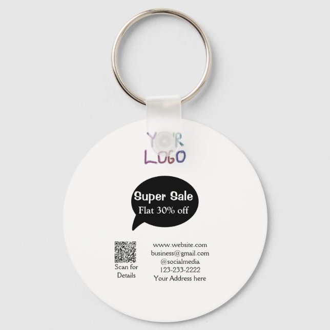 super sale business discount scan QR code details  Keychain (Front)