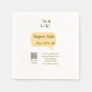super sale business discount scan QR code details  Napkin