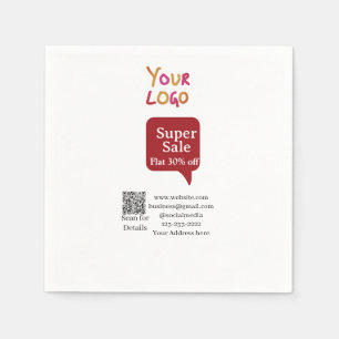 super sale business discount scan QR code details  Napkin