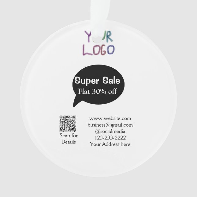 super sale business discount scan QR code details  Ornament (Front)