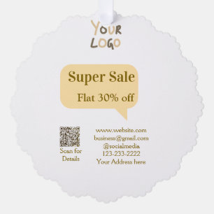 super sale business discount scan QR code details  Ornament Card