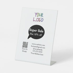 super sale business discount scan QR code details  Pedestal Sign