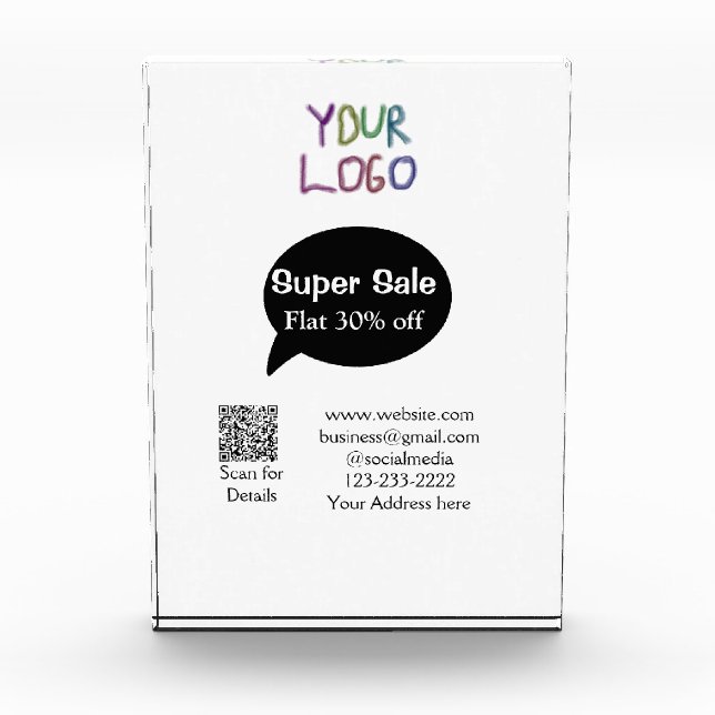 super sale business discount scan QR code details  Photo Block (Front)