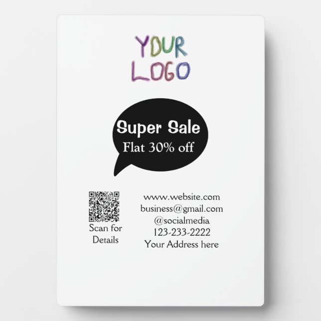 super sale business discount scan QR code details  Plaque (Front)