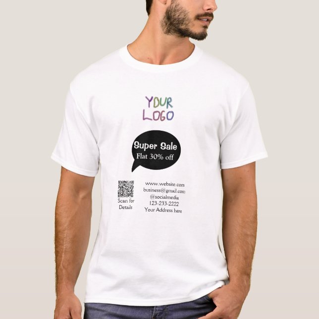 super sale business discount scan QR code details  T-Shirt (Front)