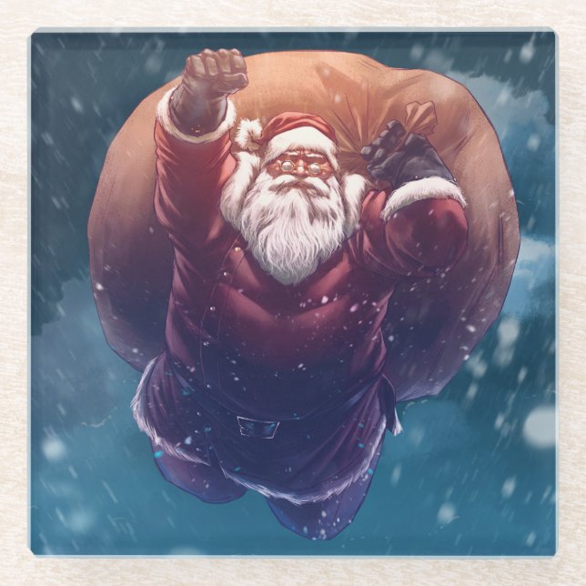 Super Santa Glass Coaster (Front)