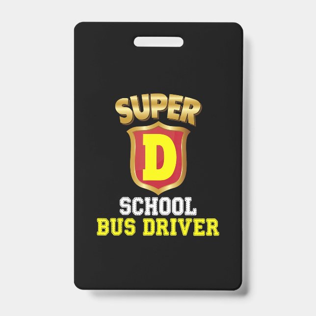 Super School Bus Driver Back To School Hero Kids Badge (Front)