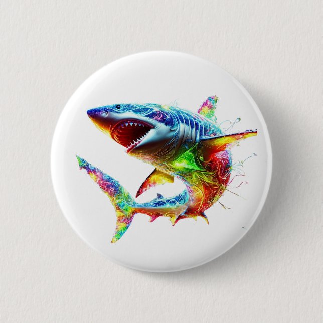 Super Shark 2 Inch Round Button (Front)