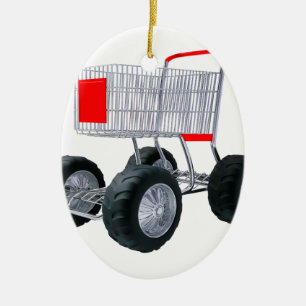Super shopping cart ceramic ornament