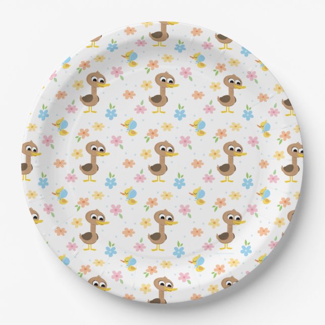 Super Simple | 5 Little Ducks Boy Baby Shower Paper Plate (Front)