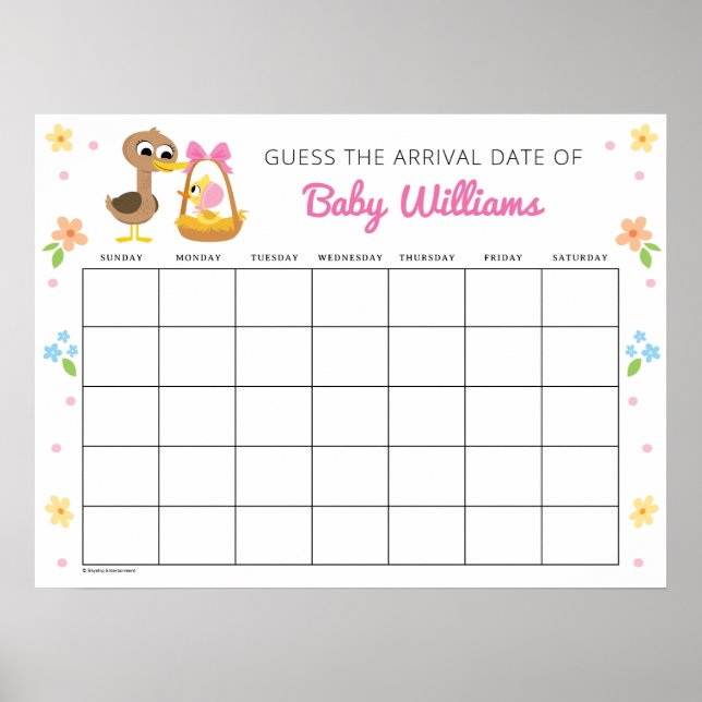 Super Simple | 5 Little Ducks Girl Baby Shower Poster (Front)