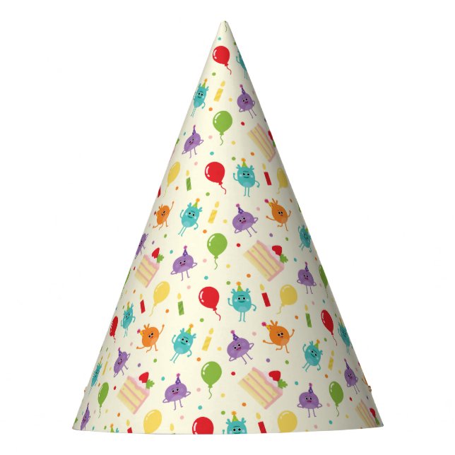 Super Simple | Bumble Nums Birthday Cake Pattern Party Hat (Front)