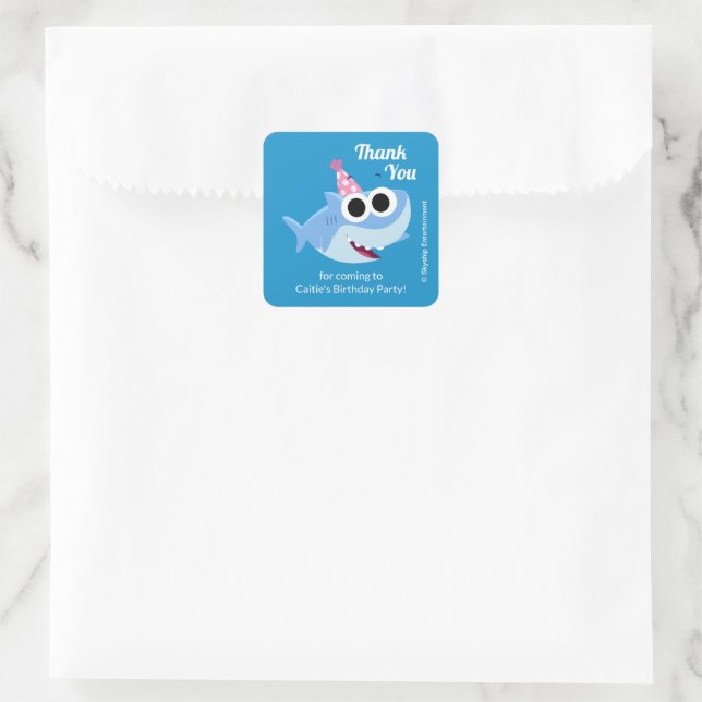 Super Simple | Finny the Shark Confetti Birthday Square Sticker (Bag)