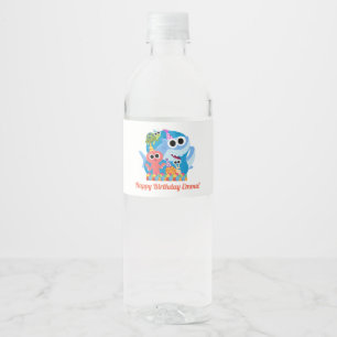 Super Simple Finny the Shark Confetti Birthday Water Bottle Label