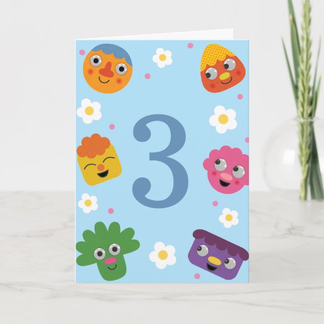 Super Simple | Noodle & Pals Blue Floral Birthday Card (Front)