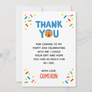 Super Simple Noodle & Pals Confetti 1st Birthday Thank You Card