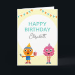 Super Simple | Noodle & Pals Yellow Birthday Card<br><div class="desc">Brighten your child's special day with this cheerful Super Simple Noodle & Pals Yellow Birthday Card! This vibrant card showcases beloved characters—Noodle, Blossom, Cheesy, Kernel, Broccoli, and Jelly—set against a lively yellow background, creating a joyful and festive atmosphere. Fully customizable, you can add your child's name and age to make...</div>