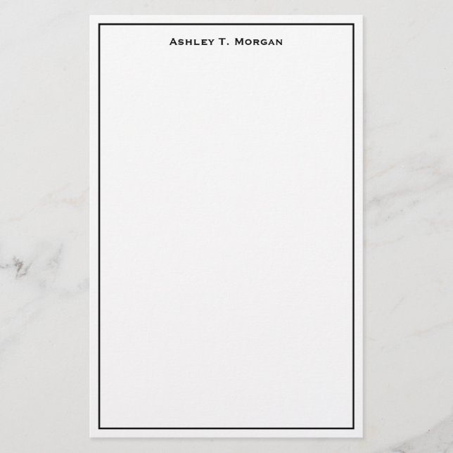 Super Simplicity Black White Personalized Stationery (Front)