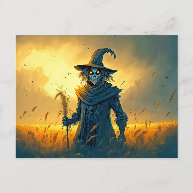 Super Sinister Scarecrow | Happy Halloween Postcard (Front)