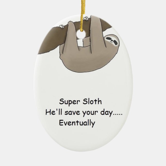 Super Sloth Hero Ceramic Ornament (Front)