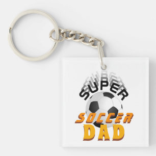 Super Soccer Dad Football Ball Sports Photo Keychain