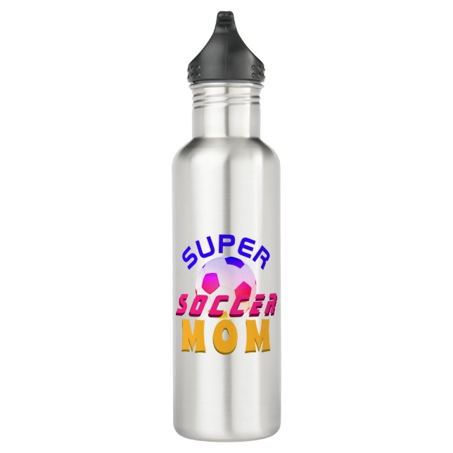 Super Soccer Mom Football Ball Colourful 710 Ml Water Bottle (Right)