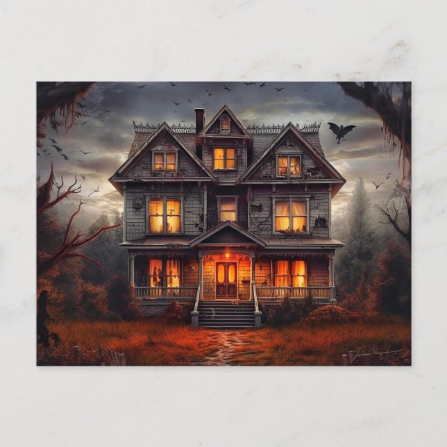 Super Spooky Haunted House Postcard (Front)