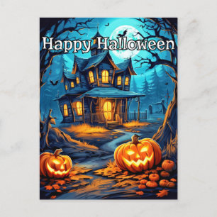Super Spooky Nefarious Pumpkins   Happy Halloween Postcard