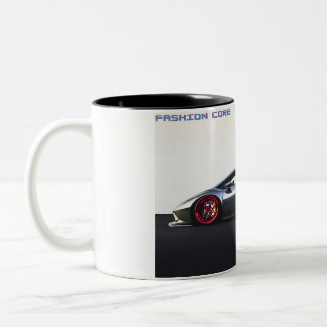 super sports car coffee mug on black (Left)