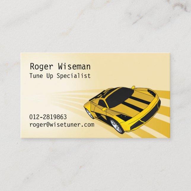 Super Sporty Yellow Business Card (Front)
