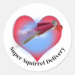 Super Squirrel Delivery Valentine's Day Classic Round Sticker